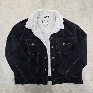 Marrakech Black Corduroy Sherpa Lined Trucker Jacket Size L‎
